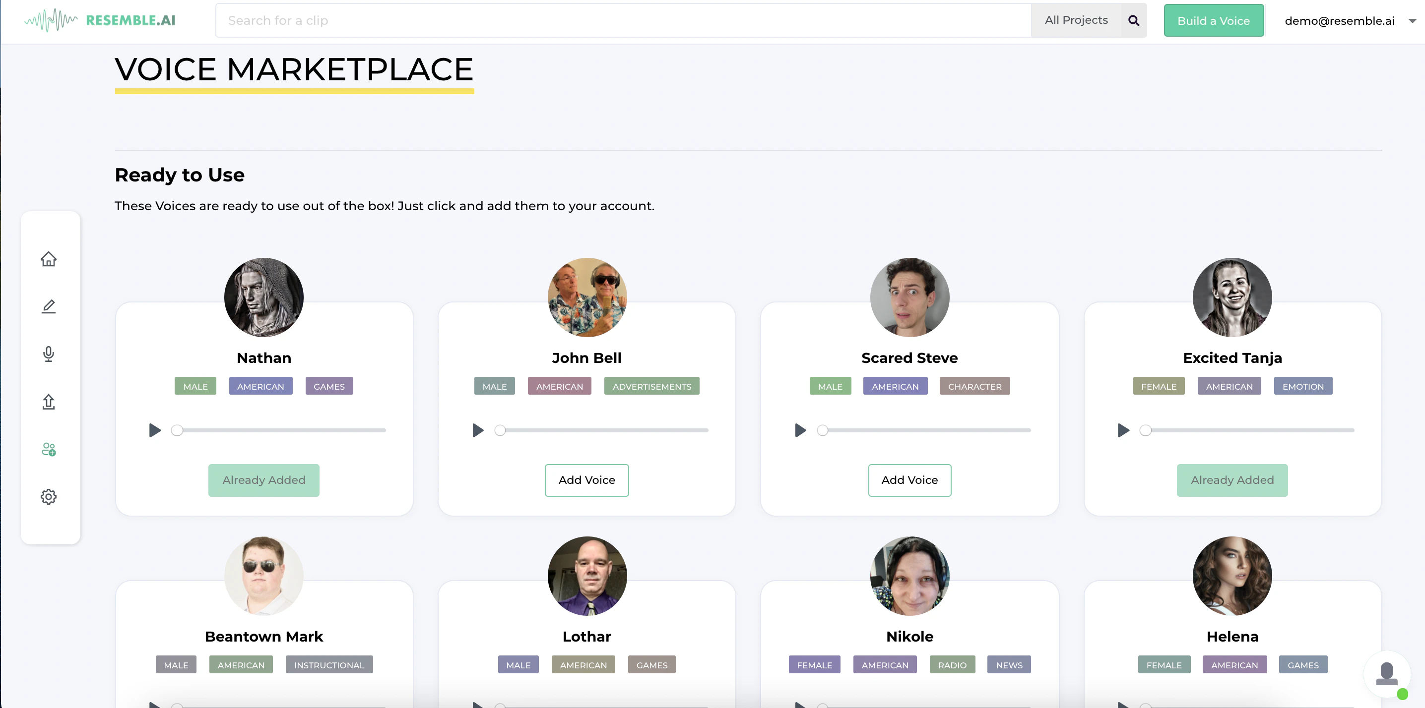 screenshot of Resemble AI